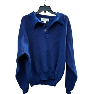 Vintage Patagonia Alpiniste Sweater Men XL Blue Wool Loop Collar Wooden Buttons